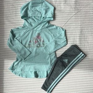 Adidas Blue and Gray Sport Legging and Top set